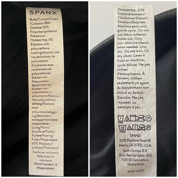 Spanx Leather-Like Front Slit Pants Women's XS in Luxe Black Faux Vegan NWT - Picture 8 of 12